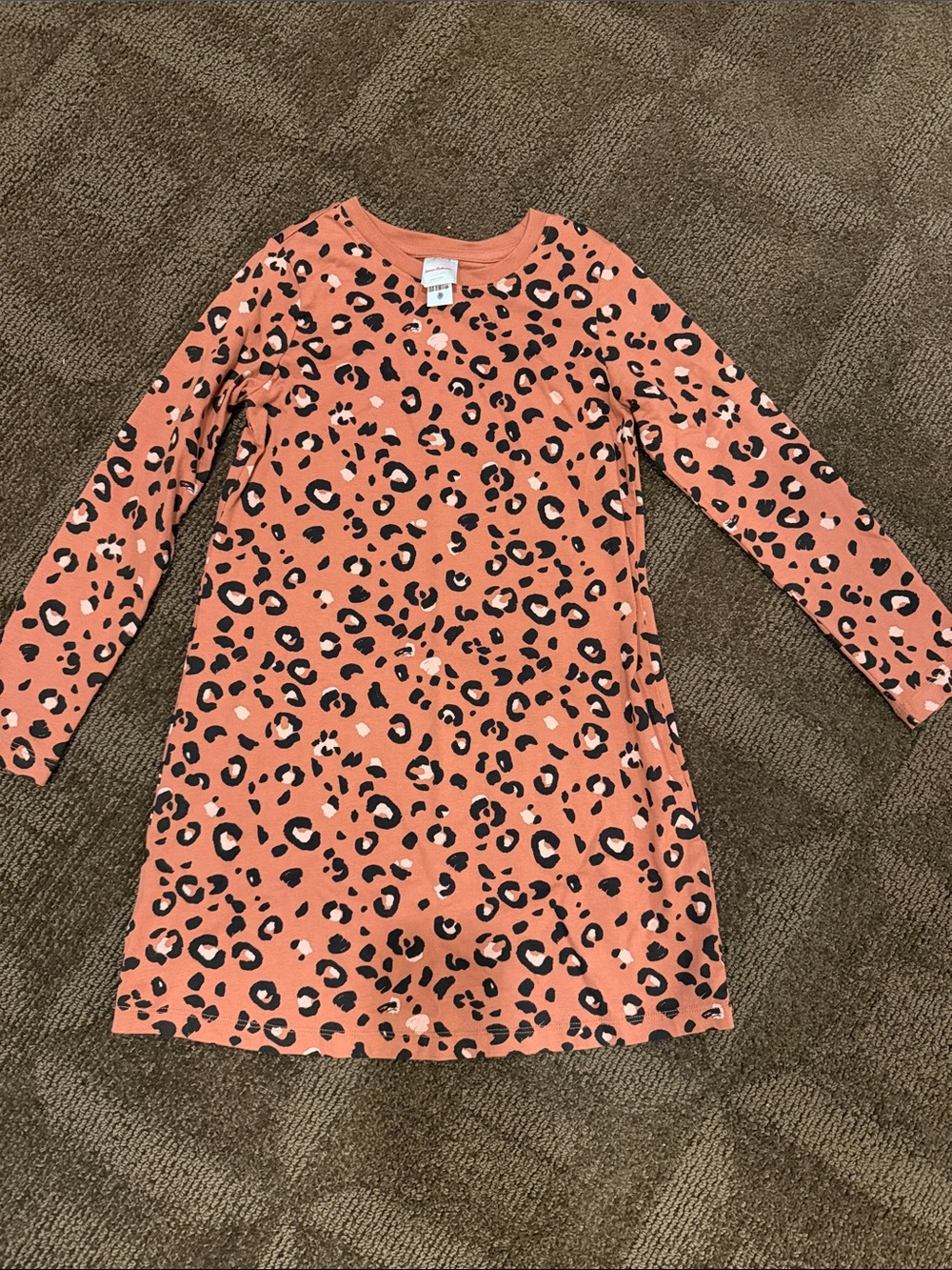 Hanna Andersson Peach Leopard Print Long Sleeve Dress